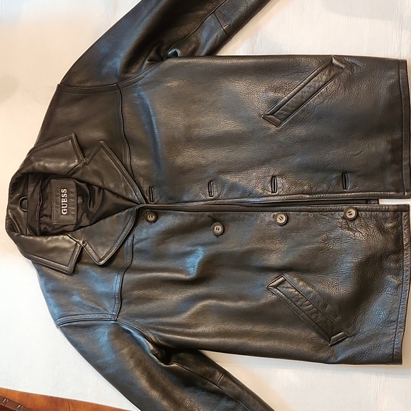 Guess Leather Coat L - Picture 1 of 5